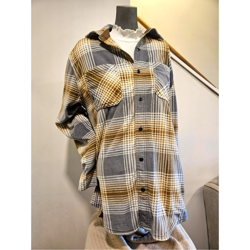 Dakota Grizzly Flannel Shirt Men's XL Heavyweight Mustard Gold & Gray